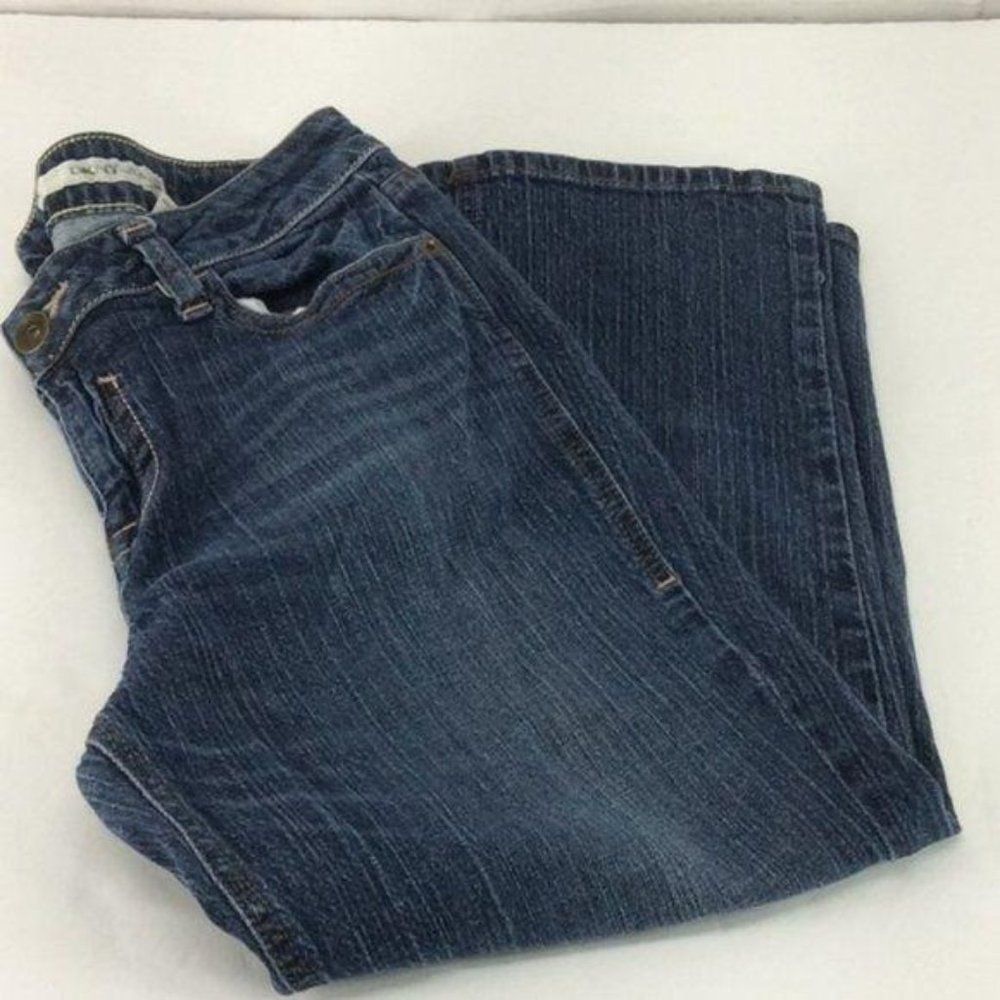 DKNY Jeans Womens Size 12 Dark Wash Straight Leg Embroidered Pocket Denim
